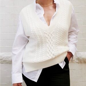 Cable knit v-neck sweater vest